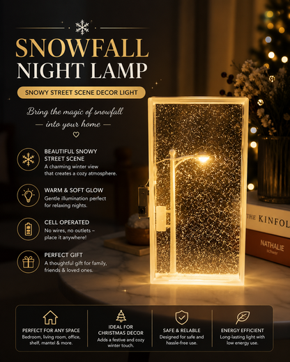 Snowfall Night Lamp- Snowy Street Scene Decor Light