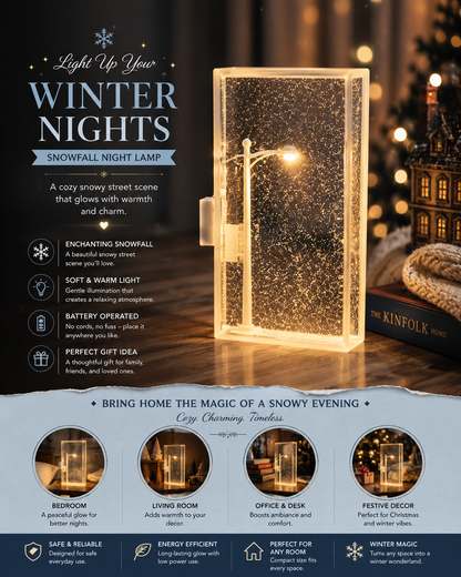Snowfall Night Lamp- Snowy Street Scene Decor Light